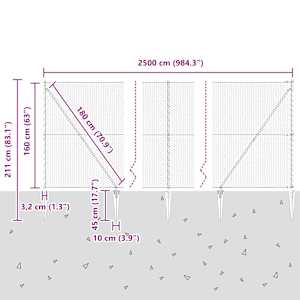 Hexagonální plot s podpěrou 25 x 1,6 m Ocel potažená PVC Šedá - obrázek 13