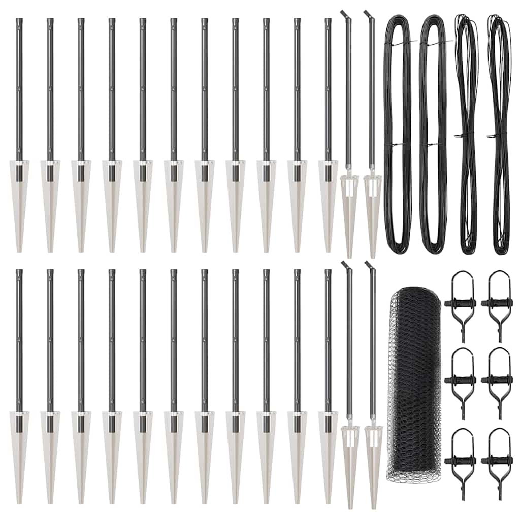 Kuusnurkne Aed Hall 0.5x50 m Terasest, vidaXL Aed Postid Spike'iga 13 tk Ø32 mm 80 cm Galvaniseeritud Teras