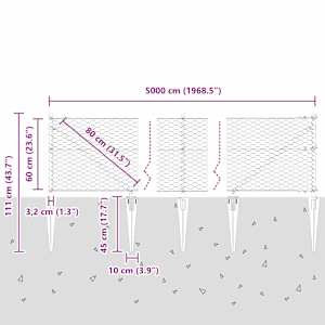 Hexagonální plot s podpěrou 50 x 0,6 m Ocel potažená PVC Šedá - obrázek 11