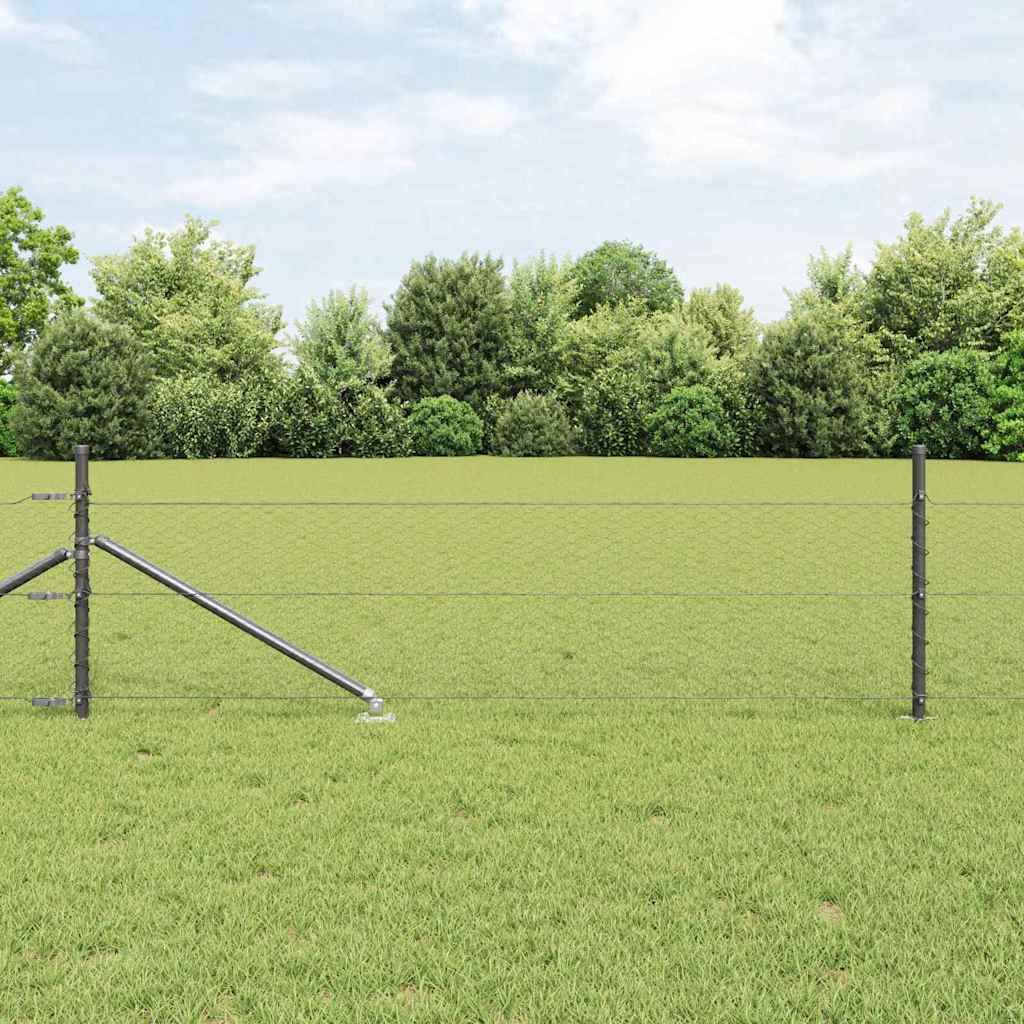 Hexagon Hegn Grå 0.8x50 m Stål&&vidaXL Hegnspidser med Spike 13 stk Ø32 mm 100 cm Galvaniseret Stål