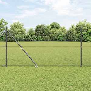 Hexagonální plot s podpěrou 50 x 1,4 m Ocel potažená PVC Šedá - obrázek 1