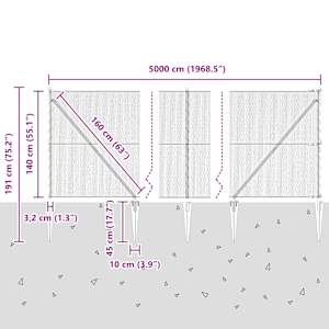 Hexagonální plot s podpěrou 50 x 1,4 m Ocel potažená PVC Šedá - obrázek 11