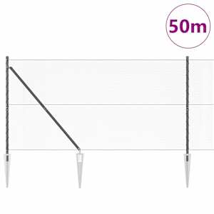 Hexagonální plot s podpěrou 50 x 1,4 m Ocel potažená PVC Šedá - obrázek 3