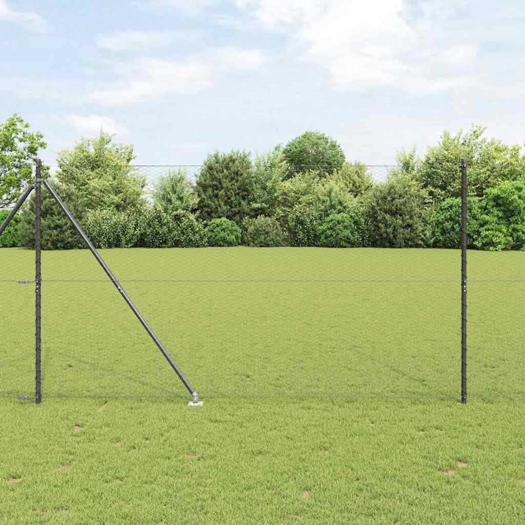 Hexagon hegn Grå 1.5x50 m Stål, vidaXL hegnspæle med spyd 13 stk Ø32 mm 170 cm Galvaniseret stål