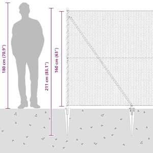 Hexagonální plot s podpěrou 50 x 1,6 m Ocel potažená PVC Šedá - obrázek 11