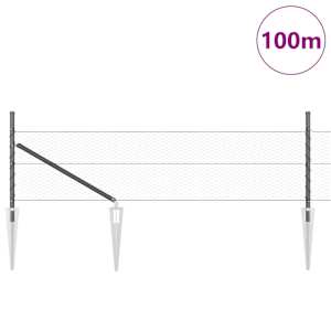Hexagonální plot s podpěrou 100 x 0,4 m Ocel potažená PVC Šedá - obrázek 3
