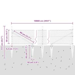 Hexagonální plot s podpěrou 100 x 0,5 m Ocel potažená PVC Šedá - obrázek 10