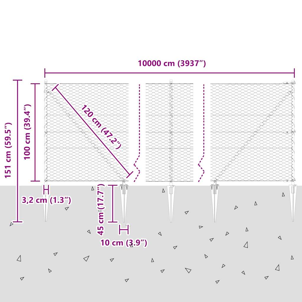 Plotový sloupek. Šedá 100 x 1 m (36 mm síťovina) Ocel a PVC - obrázek 14