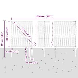 Hexagonální plot s podpěrou 100 x 1 m Ocel potažená PVC Šedá - obrázek 14