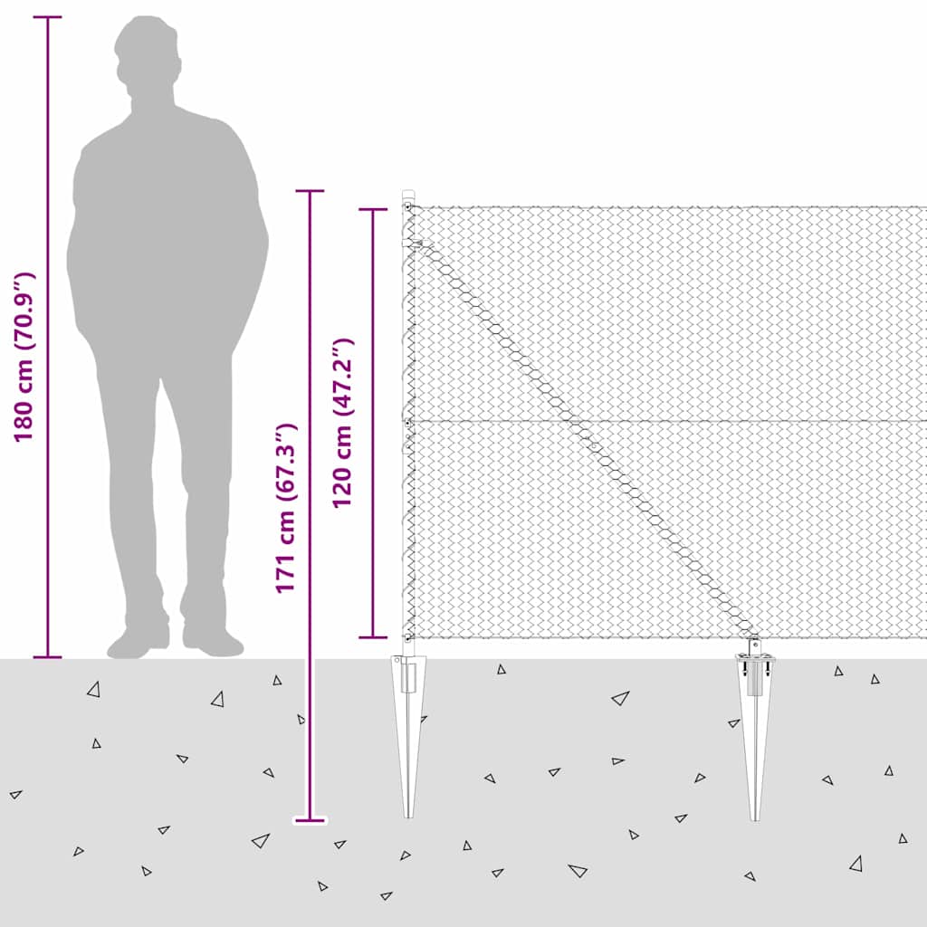 Plotový sloupek. Šedá 100 x 1,2 m (25 mm síť) Ocel a PVC - obrázek 16