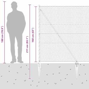Hexagonální plot s podpěrou 100 x 1,6 m Ocel potažená PVC Šedá - obrázek 16