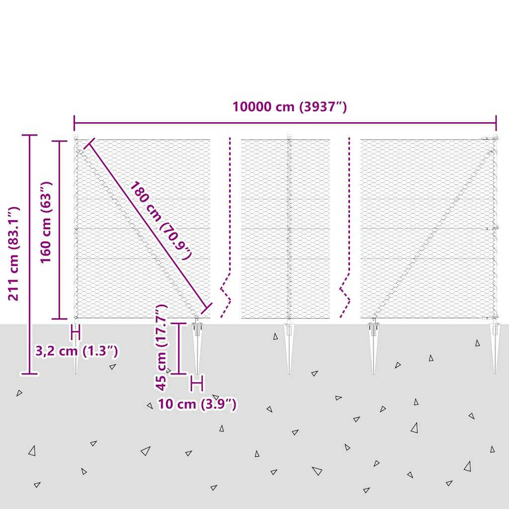 Plotový sloupek. Šedá 100 x 1,6 m (síťka 36 mm) Ocel a PVC - obrázek 14