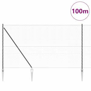 Hexagonální plot s podpěrou 100 x 1,6 m Ocel potažená PVC Šedá - obrázek 3