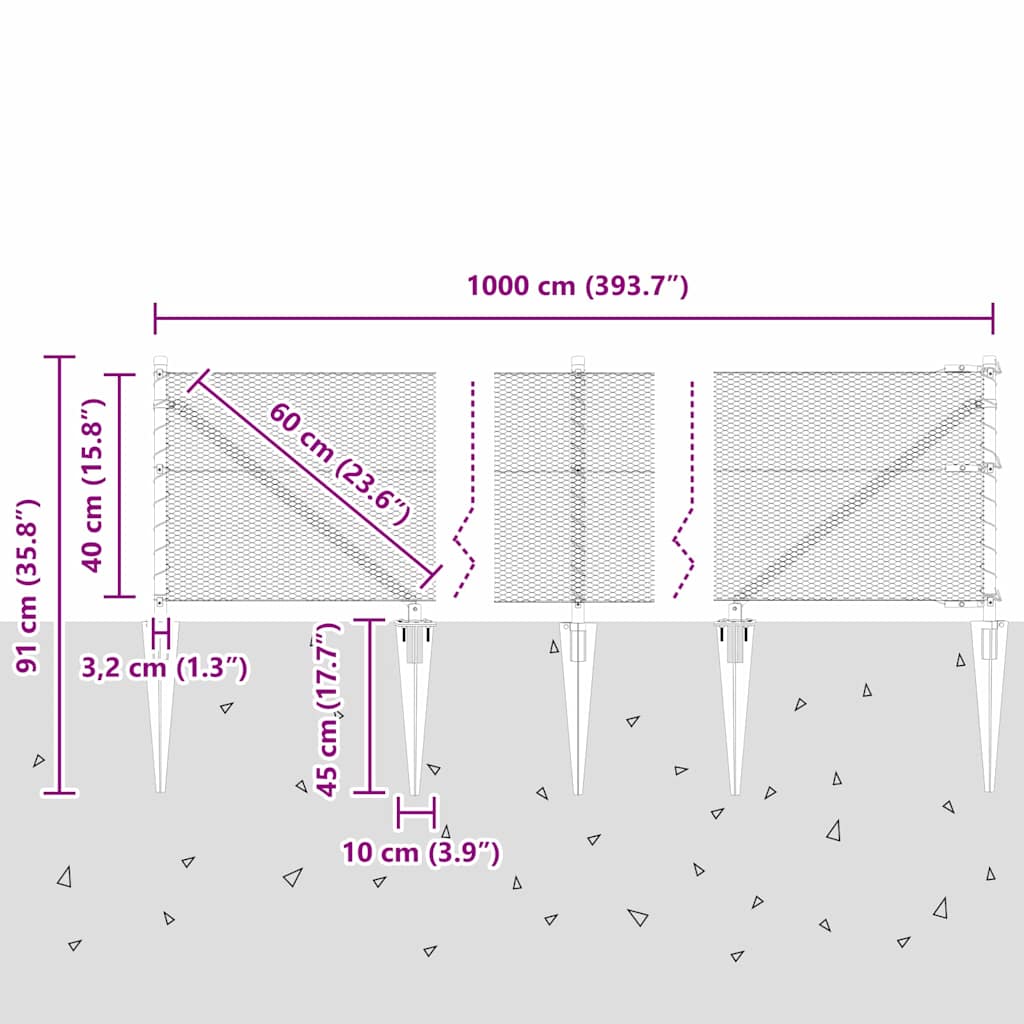 Plotový sloupek. Stříbrná 10 x 0,4 m (síť 13 mm) Ocel - obrázek 15