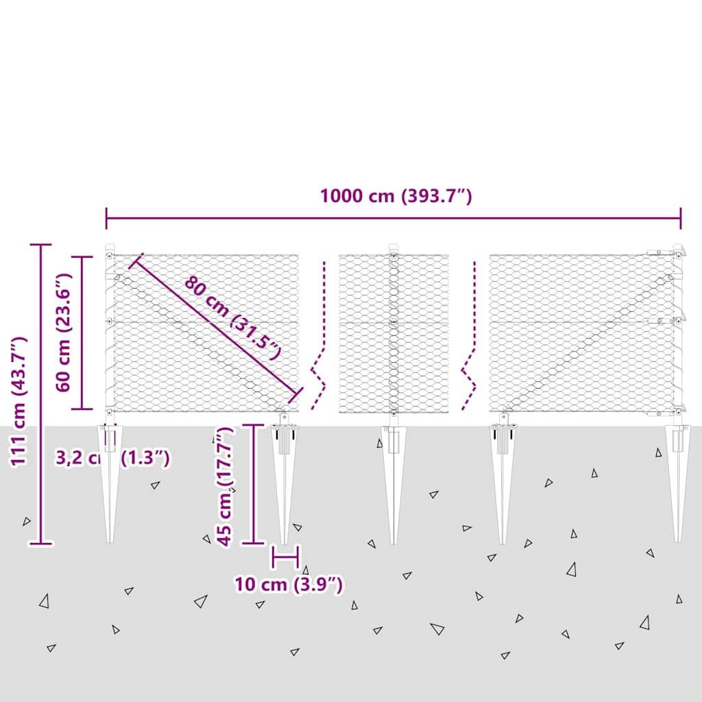 Plotový sloupek. Stříbrná 10 x 0,6 m (25 mm síť) Ocel - obrázek 15