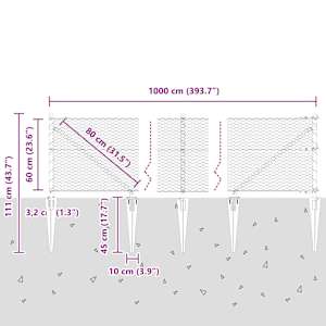 Hexagonální plot s podpěrou 10 x 0,6 m Pozinkovaná ocel - obrázek 15