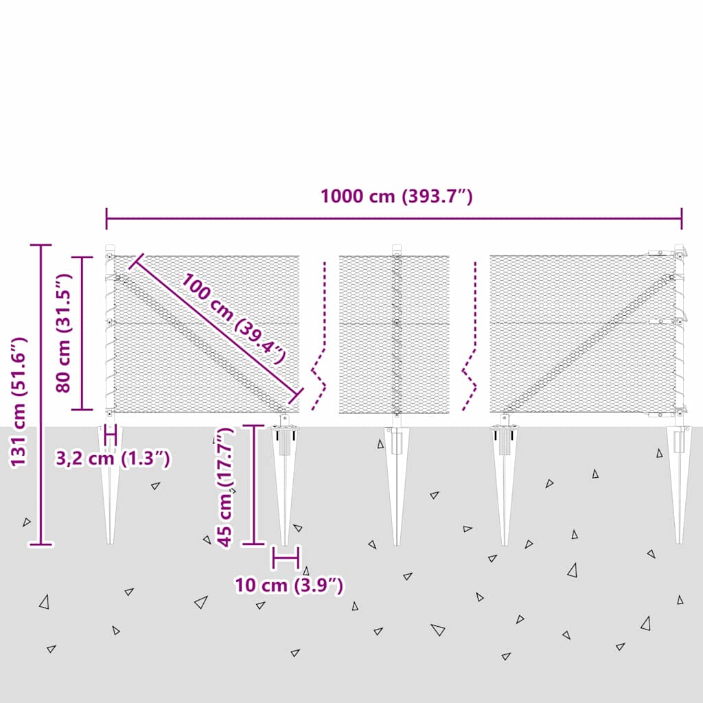 Plotový sloupek. Stříbrná 10 x 0,8 m (13 mm mřížka) Ocel - obrázek 15