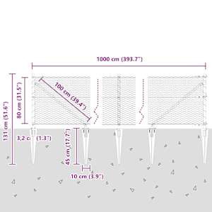 Hexagonální plot s podpěrou 10 x 0,8 m Pozinkovaná ocel - obrázek 14