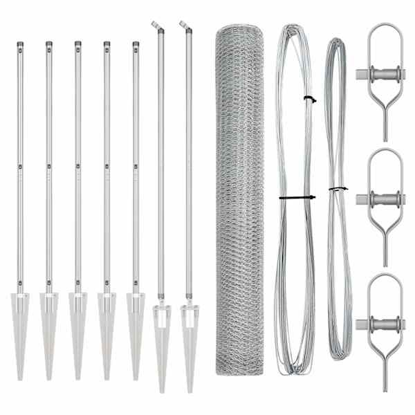 vidaXL Kuusnurkne aed koos posti 10 x 1,2 m Tsingitud teras H&otilde;bedane
