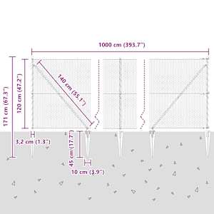 Hexagonální plot s podpěrou 10 x 1,2 m Pozinkovaná ocel - obrázek 14
