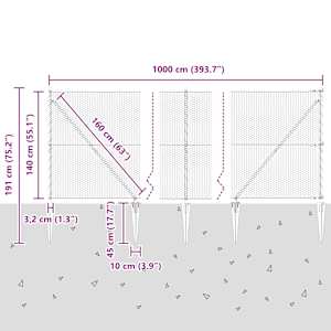Hexagonální plot s podpěrou 10 x 1,4 m Pozinkovaná ocel - obrázek 14