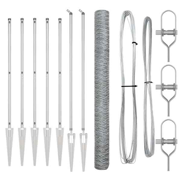 vidaXL Kuusnurkne aed koos posti 10 x 1,5 m Tsingitud teras H&otilde;bedane