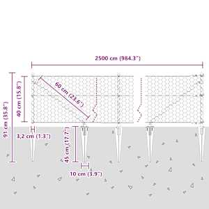 Hexagonální plot s podpěrou 25 x 0,4 m Pozinkovaná ocel - obrázek 14