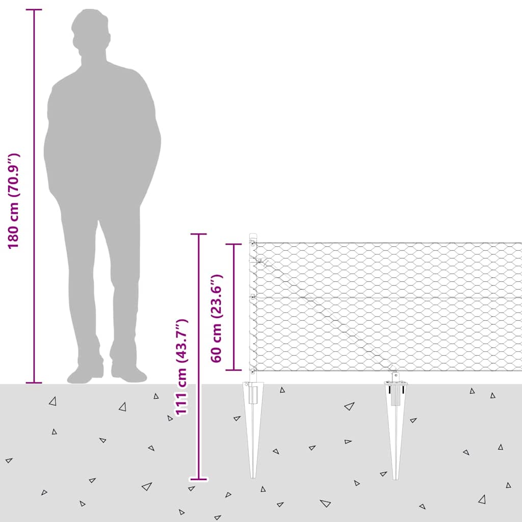 Plotový sloupek. Stříbrná 25 x 0,6 m (36 mm síť) Ocel - obrázek 16