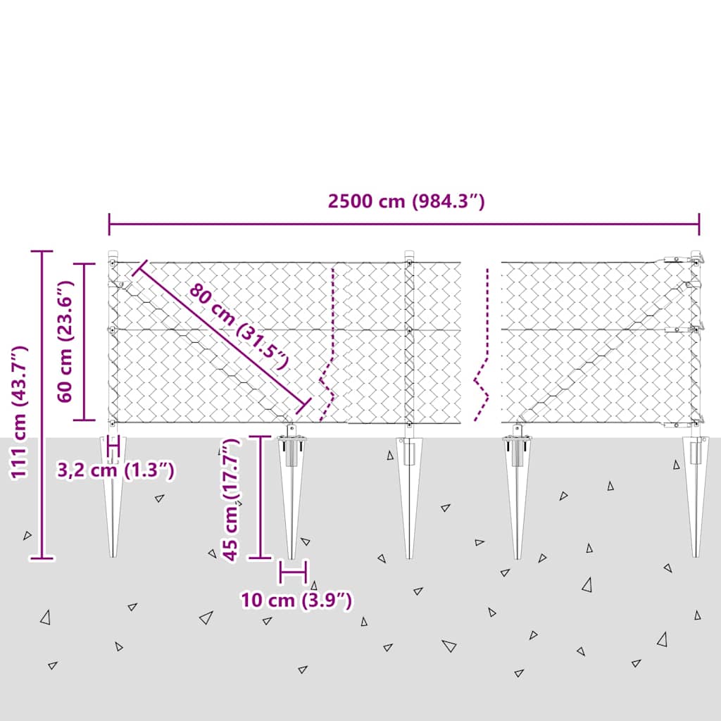 Plotový sloupek. Stříbrná 25 x 0,6 m (50 mm pletivo) Ocel - obrázek 15