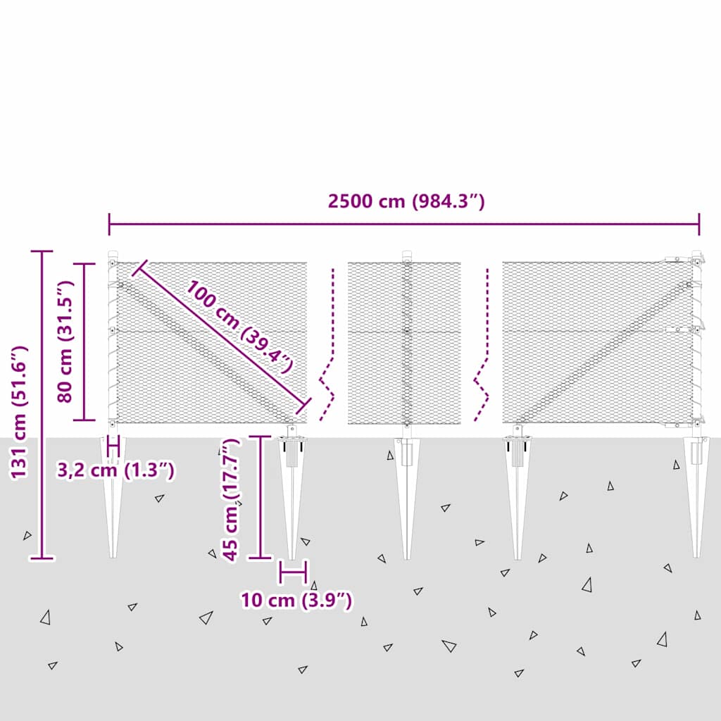 Plotový sloupek. Stříbrná 25 x 0,8 m (13 mm síť) Ocel - obrázek 15