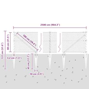 Hexagonální plot s podpěrou 25 x 0,8 m Pozinkovaná ocel - obrázek 14