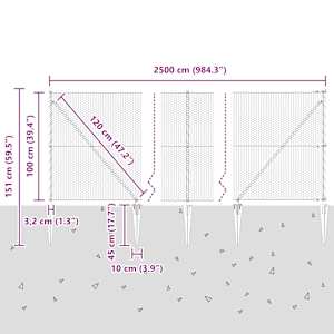 Hexagonální plot s podpěrou 25 x 1 m Pozinkovaná ocel Stříbrná - obrázek 14