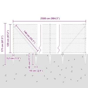 Hexagonální plot s podpěrou 25 x 1,2 m Pozinkovaná ocel - obrázek 14