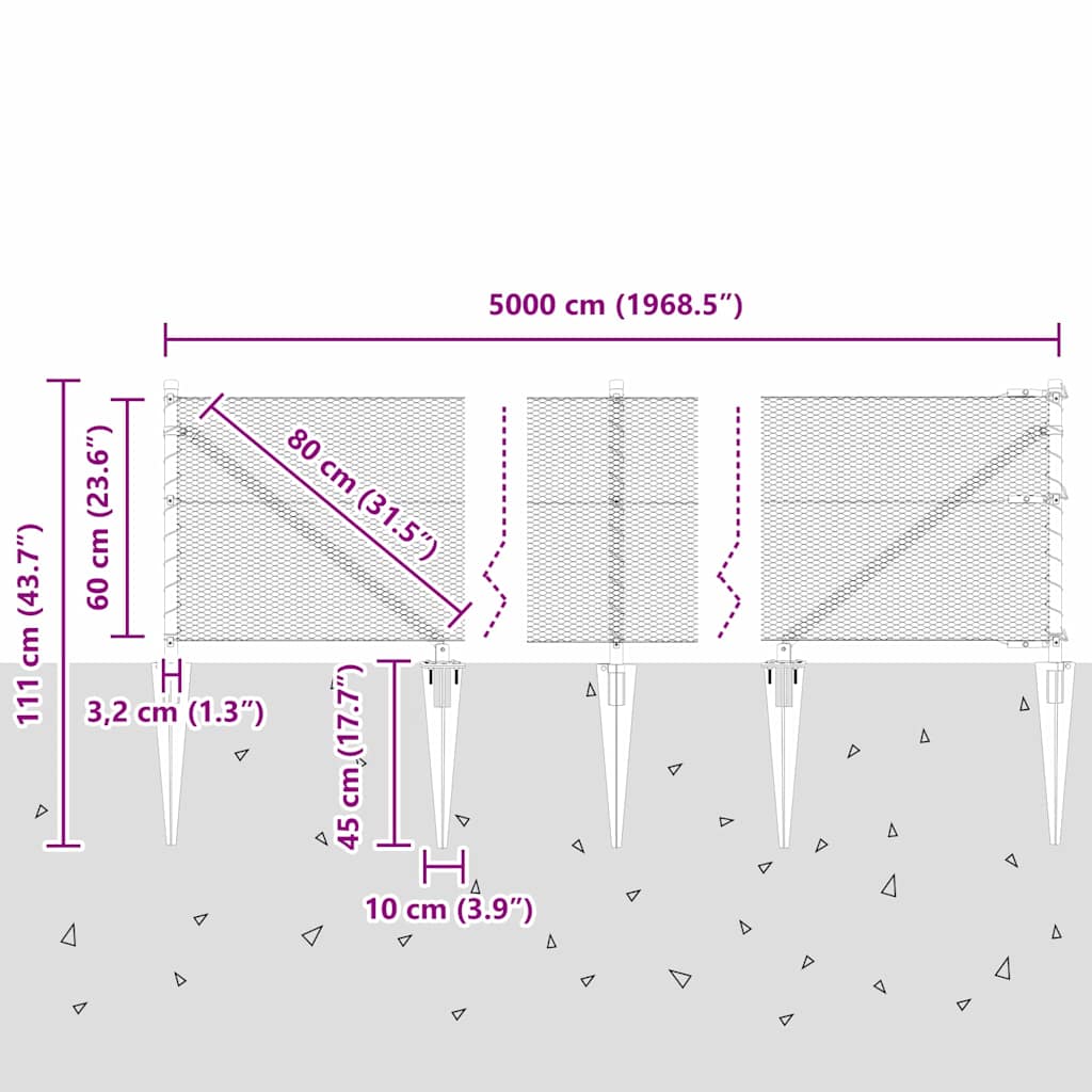 Plotový sloupek. Stříbrná 50 x 0,6 m (síť 13 mm) Ocel - obrázek 14