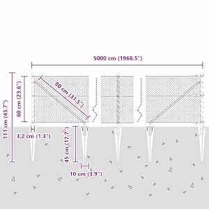 Hexagonální plot s podpěrou 50 x 0,6 m Pozinkovaná ocel - obrázek 14
