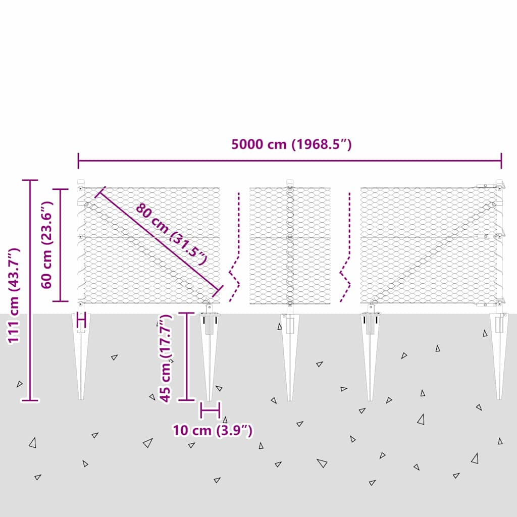 Plotový sloupek. Stříbrná 50 x 0,6 m (25 mm síť) Ocel - obrázek 15