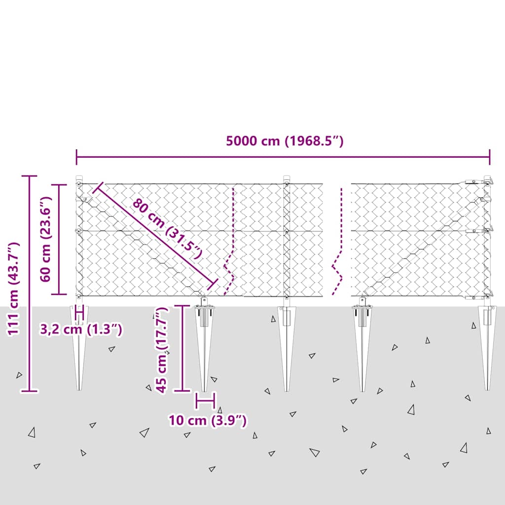 Plotový sloupek. Stříbrná 50 x 0,6 m (50 mm síť) Ocel - obrázek 15