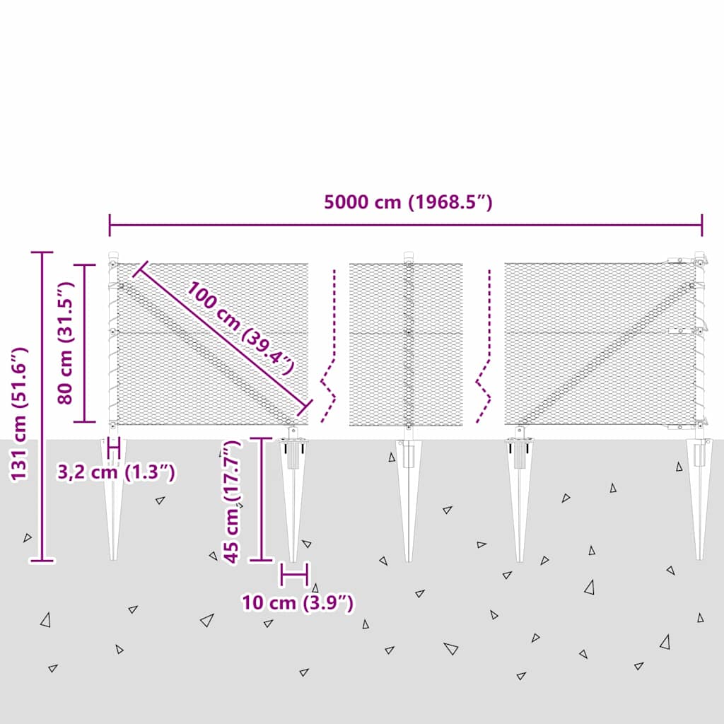 Plotový sloupek. Stříbrná 50 x 0,8 m (13 mm síť) Ocel - obrázek 15