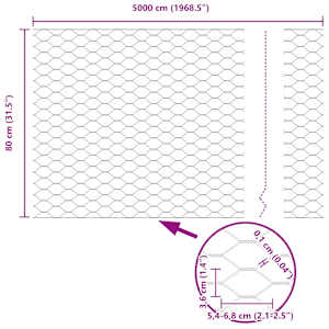 Hexagonální plot s podpěrou 50 x 0,8 m Pozinkovaná ocel - obrázek 15