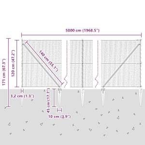 Hexagonální plot s podpěrou 50 x 1,2 m Pozinkovaná ocel - obrázek 14