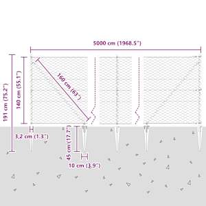 Hexagonální plot s podpěrou 50 x 1,4 m Pozinkovaná ocel - obrázek 14