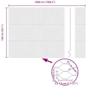 Hexagonální plot s podpěrou 50 x 1,5 m Pozinkovaná ocel - obrázek 15