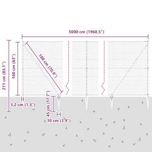 Hexagonální plot s podpěrou 50 x 1,6 m Pozinkovaná ocel - obrázek 14