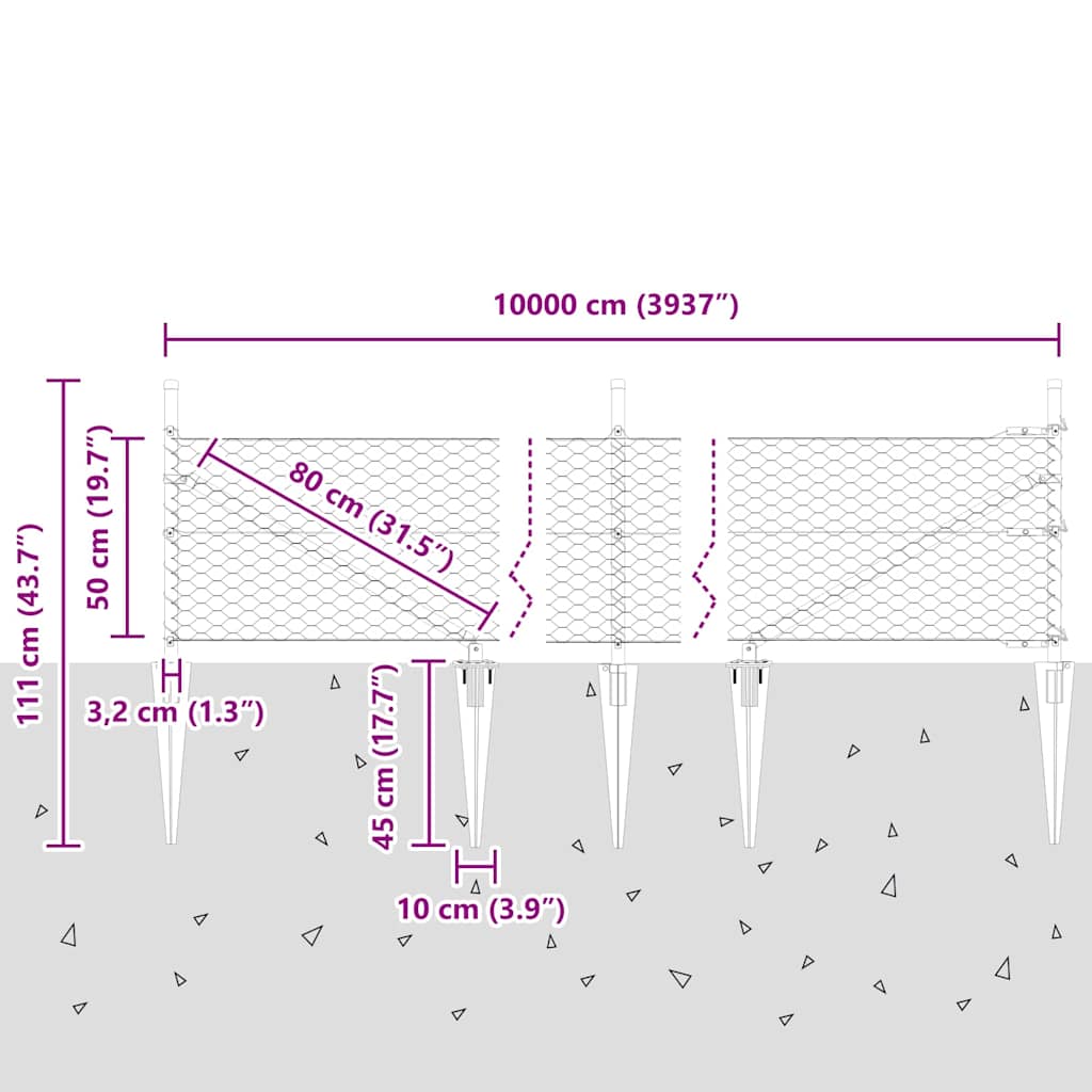 Plotový sloupek. Stříbrná 100 x 0,5 m (36 mm síť) Ocel - obrázek 14