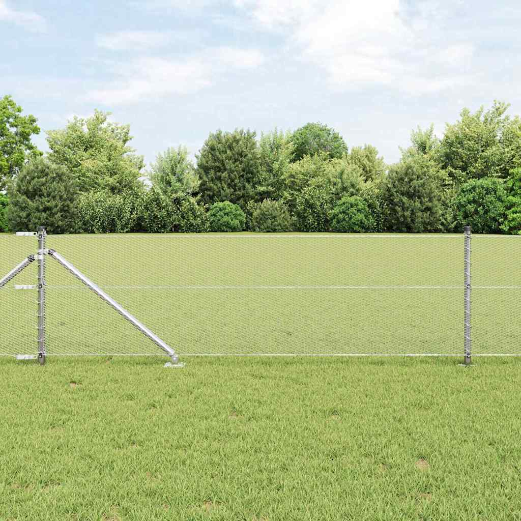 Kuusnurkne Aed 0.6x100 m Galvaniseeritud Terasest, vidaXL Aia Postid Nõelaga 13 tk Ø32 mm 80 cm Galvaniseeritud Terasest
