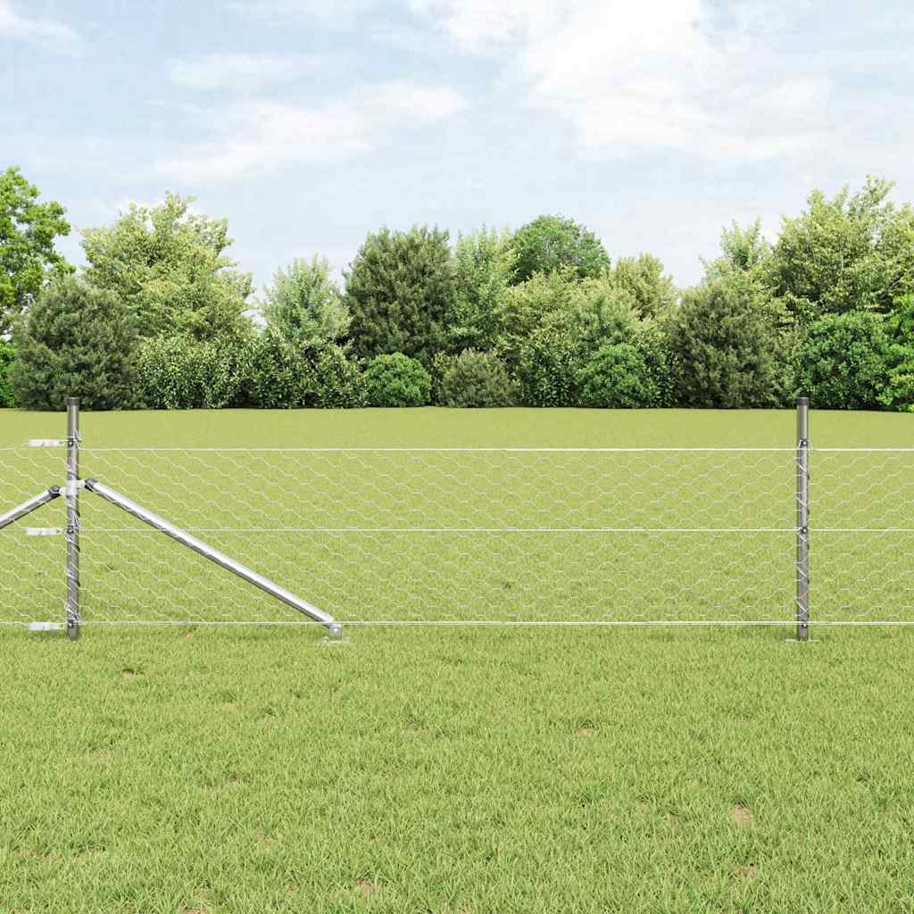 heksagon hegn 0,8x100 m galvaniseret stål, vidaXL hegnsposter med spyd 13 stk Ø32 mm 100 cm galvaniseret stål
