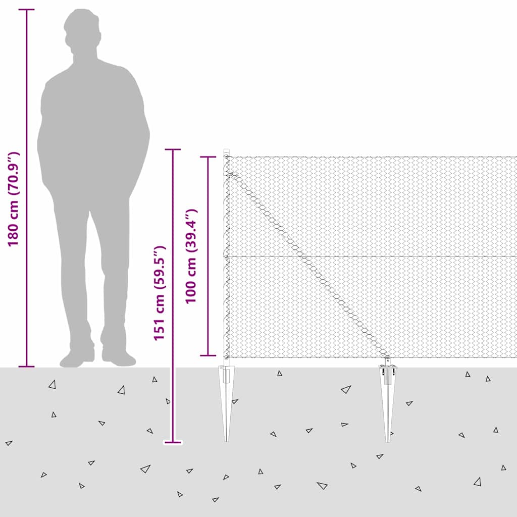 Steber ograje. srebrna 100 x 1 m (25 mm mreža) Jeklo - slika 13