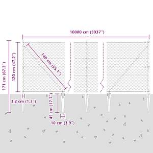 Hexagonální plot s podpěrou 100 x 1,2 m Pozinkovaná ocel - obrázek 14