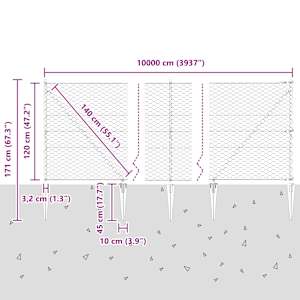 Hexagonální plot s podpěrou 100 x 1,2 m Pozinkovaná ocel - obrázek 14