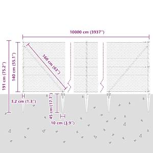 Hexagonální plot s podpěrou 100 x 1,4 m Pozinkovaná ocel - obrázek 14